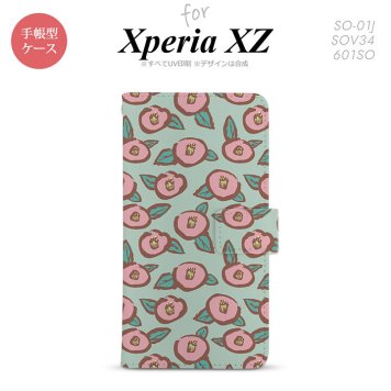 【手帳型 スマホ カバー ケース】【SO01J】【エクスペリア XZ 】手帳型 ケース SO-01J スマホ カバー XPERIA XZ エクスペリア つばき 緑 nk-004s-so01j-dr1702【メール便送料無料】