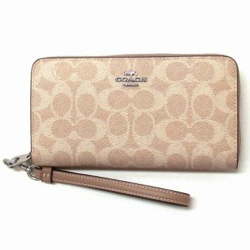 コーチ 財布 COACH アウトレット シグネチャー  ロング ジップ アラウンド ウォレット　ストラップ付き CW778 SVPWH