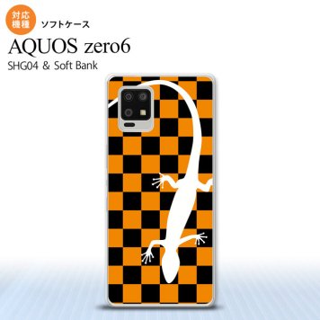 SHG04 SHG04 ZERO6 AQUOS zero6 スマホケース ソフトケース トカゲ 市松 オレンジ メンズ レディース nk-zero6-tp862