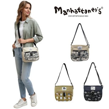 【Manhattaners】71-2474 アベニュー ショルダーバッグ レディース かばん 鞄 カバン バッグ 斜め掛け マンハッタナーズ ブラック ベージュ カーキ 使いやすい 普段使い 猫 おしゃれ かわいい プレゼント ギフト 母の日 敬老の日