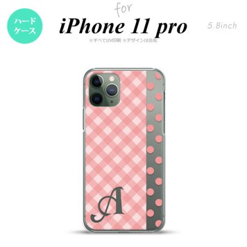 iPhone11Pro iPhone11 Pro スマホケース ハードケース チェック ドット ピンク +アルファベット メンズ レディース nk-i11p-1521i