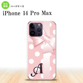 iPhone14 ProMax iPhone14 Pro Max スマホケース 背面ケース ハードケース ドット リボン ピンク +アルファベット 2022年 9月発売 nk-i14pm-303i