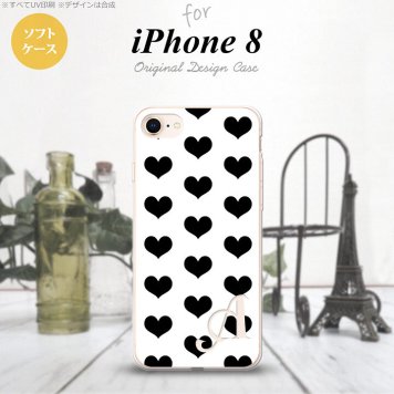 【iPhone8】【スマホケース/スマホカバー】【アイフォン8】iPhone8 スマホケース ケース アイフォン8 イニシャル ハート 白×黒 nk-ip8-tp115ini【メール便送料無料】