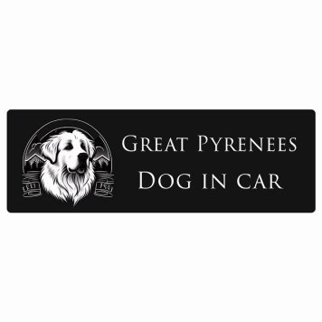 イラスト付 ドッグ カーステッカー Dog in Car グレートピレニーズ Aタイプ セーフティサイン 犬種別 長方形 15x5cm シール リア あおり運転対策 Dog Sticker 安全対策 カーサイン