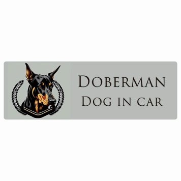 ドッグ カーステッカー イラスト付 Dog in Car ドーベルマン Aタイプ セーフティサイン 犬種別 長方形 20x6.7cm シール リア あおり運転対策 Dog Sticker 屋外 屋内 防水 かわいい おしゃれ 安全対策 カーサイン