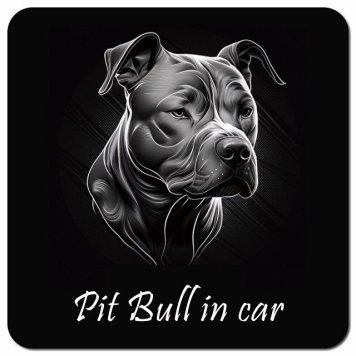 イラスト付 Dog in Car ピットブル Bタイプ カーサイン 車 マグネットステッカー 犬 マグネット 強力 13x13cm 正方形 おしゃれ かわいい ドラレコステッカー 安全対策 危険運転 煽り運転 アニマル 動物 犬種別 屋外 防水 屋内