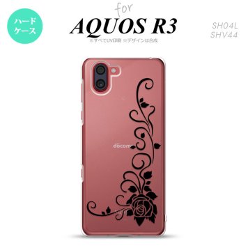 SH-04L SHV44 R3 AQUOS R3 スマホケース カバー バラ B クリア 黒 nk-r3-1069