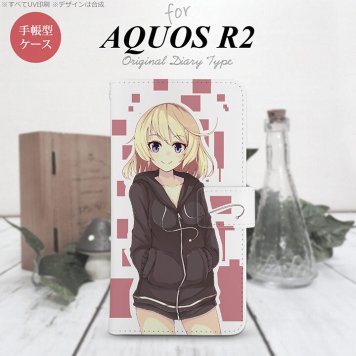 SH-03K/SHV42/706SH AQUOS R2 手帳型スマホケース カバー 女の子 キャラ ピンク  nk-004s-r2-dr1322