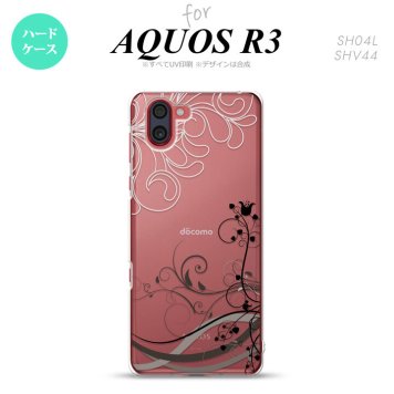 SH-04L SHV44 R3 AQUOS R3 スマホケース カバー 草 ボタニカル 黒 nk-r3-1628