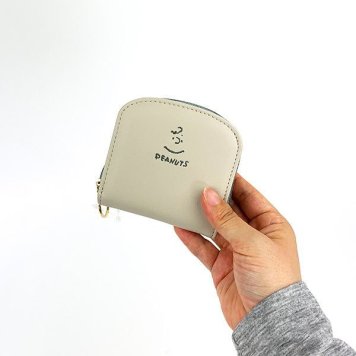 スヌーピー 二つ折り財布 フェイスアップ(ウッドストック) PEANUTS ウォレット ベージュ