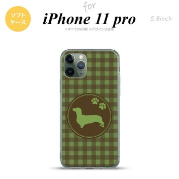iPhone11Pro iPhone11 Pro スマホケース ソフトケース 犬 ダックスフンド B 緑 メンズ レディース nk-i11p-tp816