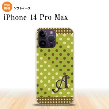 iPhone14 ProMax iPhone14 Pro Max スマホケース 背面ケースソフトケース ドット 水玉 C 緑 茶 +アルファベット 2022年 9月発売 nk-i14pm-tp1656i