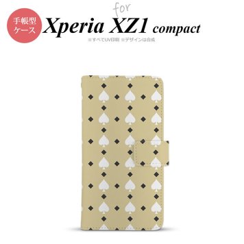 【手帳型 スマホ カバー ケース】【SO02K】【エクスペリア XZ1】手帳型 ケース SO-02K スマホ カバー Xperia XZ1 Compact エクスペリア トランプ(スペード) ベージュ×白 nk-004s-so02k-dr541【メール便送料無料】