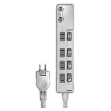 磁気研究所 HIDISC USB 2ポート付 節電タップ(独立スイッチ付) 4個口+2USBポート HDUTC4U2WH