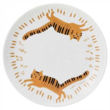 プレート TABBY'S MUSIC トラネコ 猫柄 磁器 皿 プレート 音楽モチーフ おしゃれ インテリア雑貨 ティータイム カフェ風 ギフト プレゼント セトクラフト