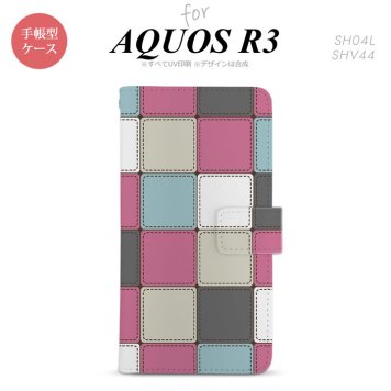 SH-04L/SHV44 AQUOS R3 手帳型スマホケース カバー パッチワーク ミックス  nk-004s-r3-dr1672