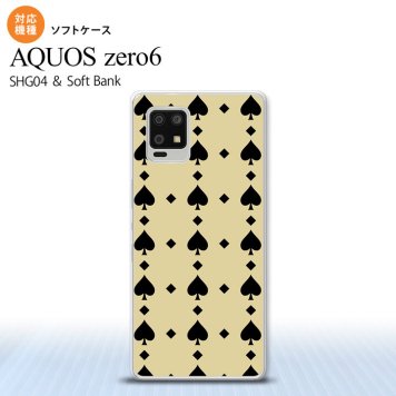 SHG04 SHG04 ZERO6 AQUOS zero6 スマホケース ソフトケース トランプ スペード ベージュ 黒 メンズ レディース nk-zero6-tp539