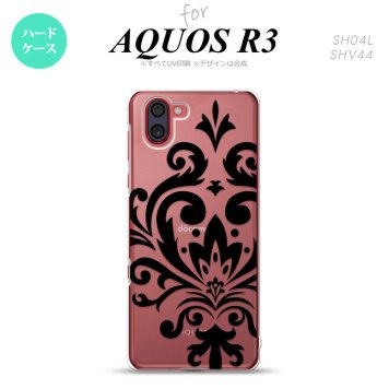 SH-04L SHV44 R3 AQUOS R3 スマホケース カバー ダマスク D 黒 nk-r3-1034