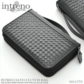 クラッチバッグ 小さめセカンドバッグ 大きめ長財布 intreno ダブルファスナー ブラック 黒 イントレチャート 編み込み バック かばん 鞄 レディース メンズ カバン 牛革 レザー 本革 NO.1775