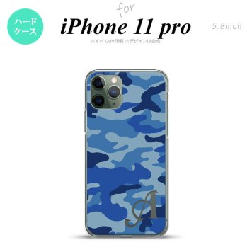 iPhone11Pro iPhone11 Pro スマホケース ハードケース ウッドランド 迷彩 A 青 +アルファベット メンズ レディース nk-i11p-1152i