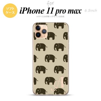 iPhone11ProMax iPhone11pro max スマホケース ソフトケース ゾウ ベージュ +アルファベット メンズ レディース nk-i11pm-tp772i