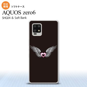 SHG04 SHG04 ZERO6 AQUOS zero6 スマホケース ソフトケース 黒翼 ハート 黒 ピンク メンズ レディース nk-zero6-tp467