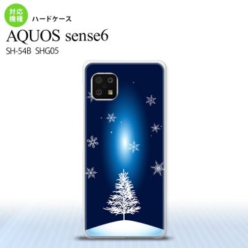 SH-54B SHG05 AQUOS sense6 スマホケース ハードケース 雪 ツリー 紺 メンズ レディース nk-sens6-639