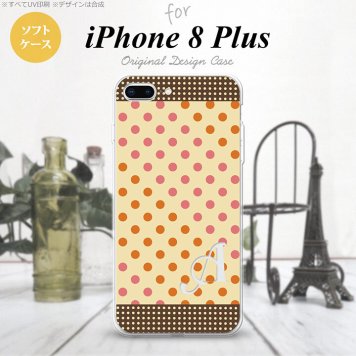 【iPhone8Plus】【スマホケース/スマホカバー】【アイフォン8プラス】iPhone8Plus スマホケース ケース アイフォン8プラス イニシャル ドット・水玉 ベージュ×オレンジ nk-ip8p-tp1648ini【メール便送料無料】