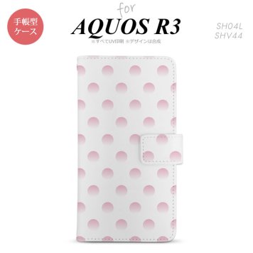 SH-04L/SHV44 AQUOS R3 手帳型スマホケース カバー ドット 水玉 白 ピンク  nk-004s-r3-dr105