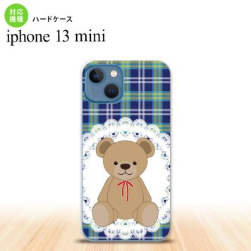 iPhone13mini iPhone13 mini ケース ハードケース くま チェック レース 青  nk-i13m-758