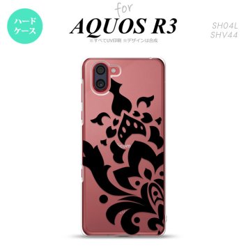 SH-04L SHV44 R3 AQUOS R3 スマホケース カバー ダマスク C 黒 nk-r3-1029