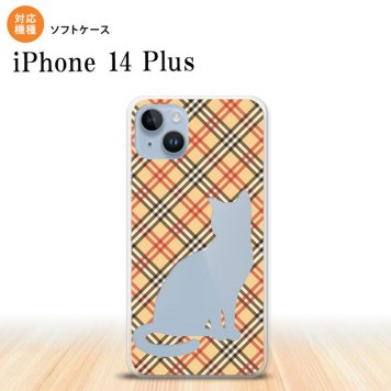 iPhone14 plsu iPhone14 plsu スマホケース 背面ケースソフトケース 猫 チェック A 赤 茶 2022年 10月発売 nk-i14pl-tp953