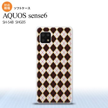SH-54B SHG05 AQUOS sense6 スマホケース ソフトケース アーガイル クリア 黒 メンズ レディース nk-sens6-tp1402