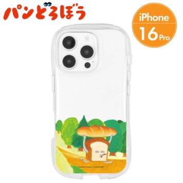 パンどろぼう iPhone16Pro ケース クリア 透明 くびれ ぱんどろぼう キャラクター グッズ スマホ カバー エアクッション ハイブリッド 耐衝撃 シェイプフォルム インナーシート付仕様 iPhone 2024 6.3inch ３眼 アイホン アイフォン CrystalClearCase KPD-02A