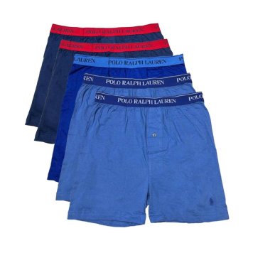 ラルフローレン Ralph Lauren ニットボクサー トランクス 5枚セット お買い得 パック 下着 NCKBP5 A2D2 メンズ ブルー+ライトブルー+ネイビー+レッド 綿 コットン