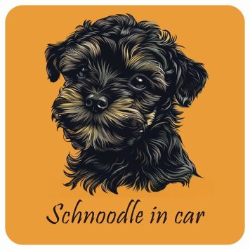 ドッグ カーステッカー イラスト付 Dog in Car シュナプー Aタイプ セーフティサイン 犬種別 正方形 13x13cm シール リア あおり運転対策 Dog Sticker 屋外 屋内 防水 かわいい おしゃれ 安全対策 カーサイン