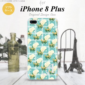 【iPhone8Plus】【スマホケース/スマホカバー】【アイフォン8プラス】iPhone8Plus スマホケース ケース アイフォン8プラス イニシャル チェック・バラ 青 nk-ip8p-tp254ini【メール便送料無料】