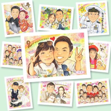 結婚記念日のギフトに、大切なひとを似顔絵にしませんか。ラッピング対応で、贈り物として渡しやすい似顔絵です。 似顔絵 両親 ギフト 手描き 名入れ プレゼント 贈り物 結婚記念日 お祝い 誕生日 記念 ご夫婦 お母さん お父さん 両親 修正無料 下書き確認 名入れ 喜ばれる 宝物 そっくり 一生もの 2人 両親 カップル 一生もの 米寿祝い ブライダルギフト 傘寿祝い 感謝の品 クリスマス 感動