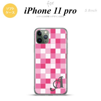 iPhone11Pro iPhone11 Pro スマホケース ソフトケース スクエア モザイク ピンク +アルファベット メンズ レディース nk-i11p-tp1018i