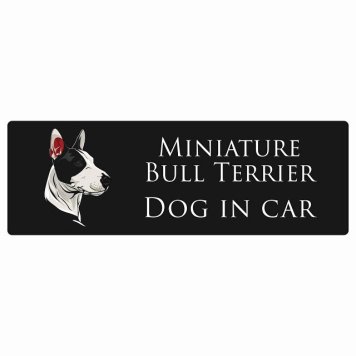 ドッグ カーステッカー イラスト付 Dog in Car ミニチュアブルテリア Bタイプ セーフティサイン 犬種別 長方形 20x6.7cm シール リア あおり運転対策 Dog Sticker 屋外 屋内 防水 かわいい おしゃれ 安全対策 カーサイン