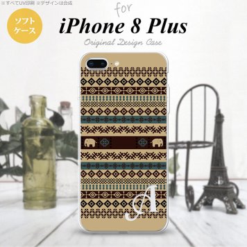 【iPhone8Plus】【スマホケース/スマホカバー】【アイフォン8プラス】iPhone8Plus スマホケース ケース アイフォン8プラス イニシャル エスニックゾウ ベージュ nk-ip8p-tp1572ini【メール便送料無料】