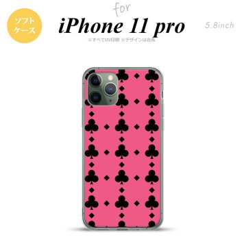 iPhone11Pro iPhone11 Pro スマホケース ソフトケース トランプ クラブ ピンク 黒 メンズ レディース nk-i11p-tp532