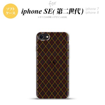 iPhoneSE 2 第二世代 iPhone8&iPhone7 共用 スマホケース 背面カバー ソフトケース アーガイル クリア 黒 おしゃれ かわいい かっこいい メンズ レディース nk-ise2-tp1402