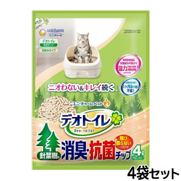 ユニ チャーム デオトイレ 飛び散らない針葉樹の消臭 抗菌チップ 4L×4個