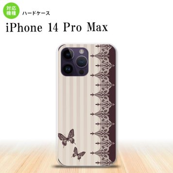 iPhone14 ProMax iPhone14 Pro Max スマホケース 背面ケース ハードケース バタフライ 蝶 レース 茶 2022年 9月発売 nk-i14pm-1284