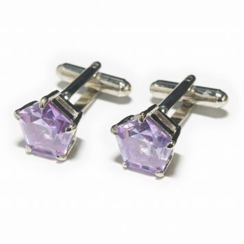 鎌倉カフス工房 ラベンダークリスタル カフスボタン・カフリンクス メンズ  ec019 結婚式 旦那 プレゼント ギフト 彼氏 父の日 誕生日プレゼント