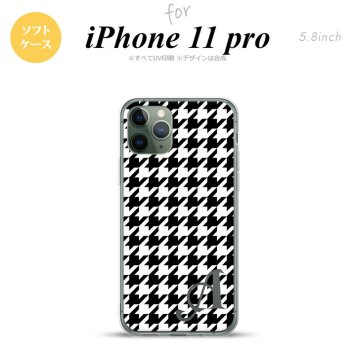 iPhone11Pro iPhone11 Pro スマホケース ソフトケース 千鳥 格子 大 黒 白 +アルファベット メンズ レディース nk-i11p-tp928i