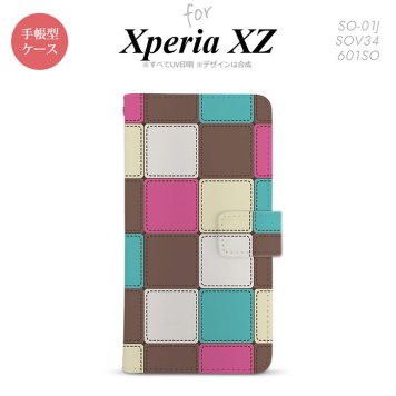 【手帳型 スマホ カバー ケース】【SO01J】【エクスペリア XZ 】手帳型 ケース SO-01J スマホ カバー XPERIA XZ エクスペリア パッチワーク風 ミックスE nk-004s-so01j-dr1675【メール便送料無料】
