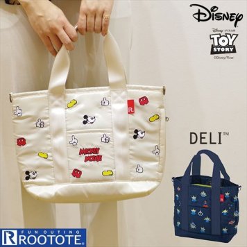 Rootote ルートート トートバッグ 通販 サイドポケット DELI デリ DISNEY ディズニー 刺繍 サブバッグ ミッキー レディース 小さめ 軽量 かわいい サブバッグ 手提げ