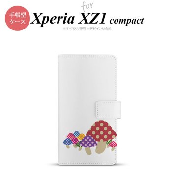 【手帳型 スマホ カバー ケース】【SO02K】【エクスペリア XZ1】手帳型 ケース SO-02K スマホ カバー Xperia XZ1 Compact エクスペリア きのこ 白 nk-004s-so02k-dr741【メール便送料無料】